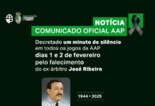 UM MINUTO DE SILÊNCIO PELO EX-ÁRBITRO JOSÉ RIBEIRO