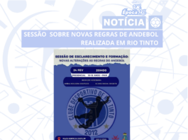 SESSÃO SOBRE NOVAS REGRAS DE ANDEBOL REALIZADA EM RIO TINTO